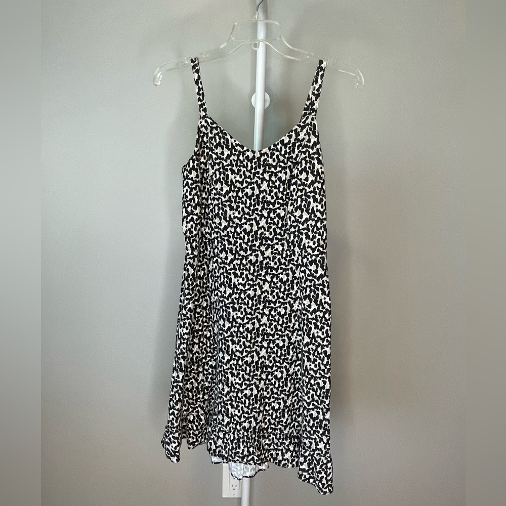 Old Navy Black and White Spotted Linen-Blend Dress - Size Small